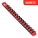 13” Magnetic Socket Organizer w/Twist Lock Clips - Red-1/4" - 8414M