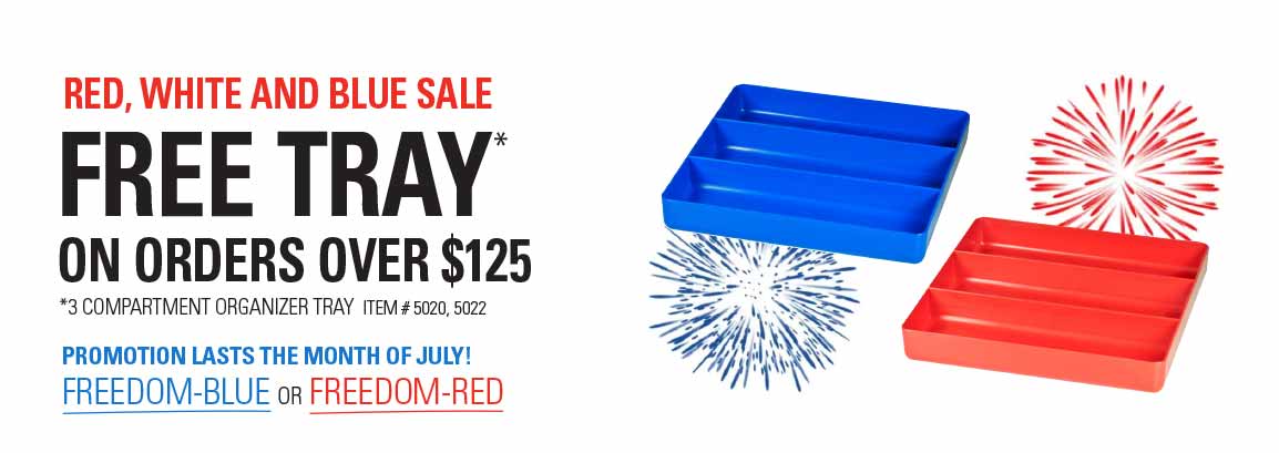 Get a free tray with our Red White and Blue Sale!